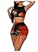 Floerns Women's 2 Piece Outfit Tie Dye Fringe Trim Crop Tank Top with Mini Skirt Set Rose Red X-Small
