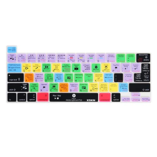 XSKN Shortcuts and Language Series Silicone Keyboard Cover Skin for MacBook Pro 13.3 inch 16 inch with Touch Bar and Touch ID - A2251 A2289 A2338 M1 A2141 (US EU Common Version, Lightroom Classic) by XSKN - Used condition - US$10.12