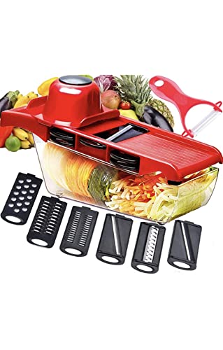 Cortador de Verdura, Fruta y Patata, Manual de Acero Inoxidable Mandolina de Cocina Multiusos para Elaborar Platos Originales. Accesorios para diferentes tipos de corte Cover