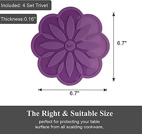 Image of Silicone Trivets Mats, Silicone Hot Mats Set, Silicone Hot Pads, Silicone Pot Mat for Countertop, Trivet Pads Heat Resistant, Table Placemats (Pack of 4 Black)