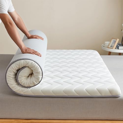 Foldable Japanese Floor Mattress,Floor Guest Bed Mattress,Portable Camping Sleeping Pads,Single Twin Queen King Size Dormitory Tatami Mattress(Size:71"x79",Color:White)