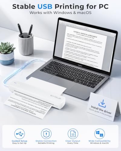 휴대용 열 프린터, 잉크리스 블루투스 및 USB-C 프린터 레터 A4용 — 사진 5
