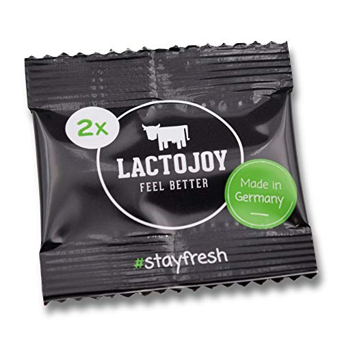 LactoJoy Pastillas de Lactasa | Comprimidos de Enzimas Digestivas para Intolerancia a la Lactosa | Capsulas Probióticos para Digestión de Leche y Queso | Vegano - Sin aditivo I Paquete de pruebas