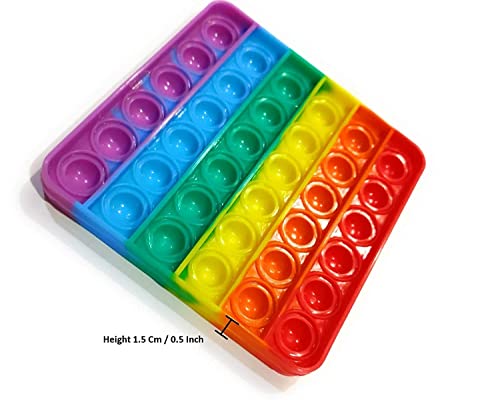 Image of MoldBerry Puppet Pop It Toys Bubble Fidget Sensory Anti Stress Relief Toys for Kids Adults Return Gifts for Girls Boys Rainbow Colors Round & Square (Pack of 2)