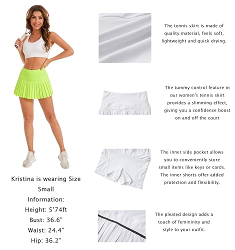 Gyozelem Saia de tênis feminina para golfe, atlética, cintura alta, esportiva, para treino, pickleba