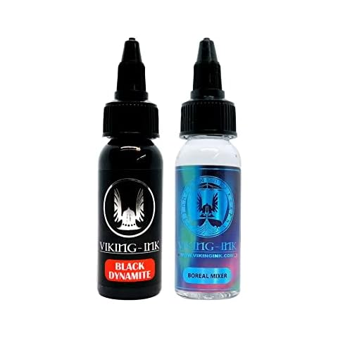 Viking Ink - Tattoo Inks - Kit Black Dynamite 1oz + Boreal Mixer 1oz Cover