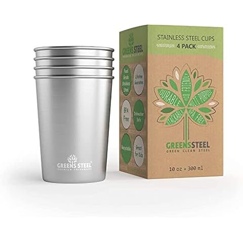 Greens Steel Vaso Infantil Acero Inoxidable Apilable Duradero Reutilizable Cover