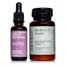 Oras Amazing Herbal Daily Face Oil Serum & Rejuvi C Face Mask Powder Bundle, Hydrating Face Oil for Dry Skin with Rosehip & Calendula, Exfoliating Vit C Clay Face Mask with Kaolin, French Green Clay