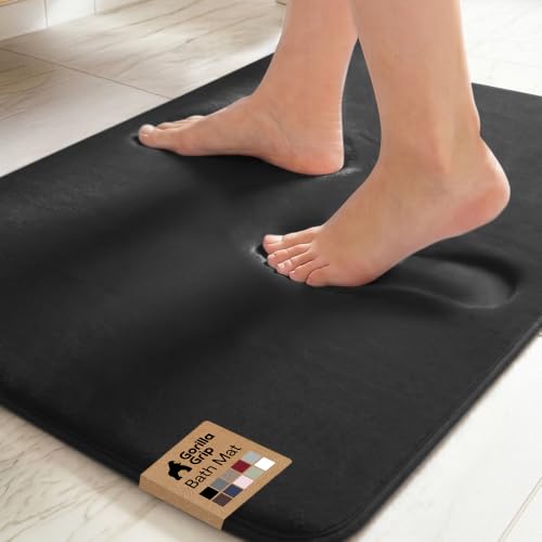 GORILLA GRIP® Memory Foam Bath Rug for Bathroom, 24x17 Black