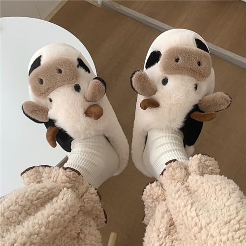 Cute Cow Slippers for Women Winter Cozy Kawaii House Slippers Warm Soft Bottom Non-Slip Home Slippers2