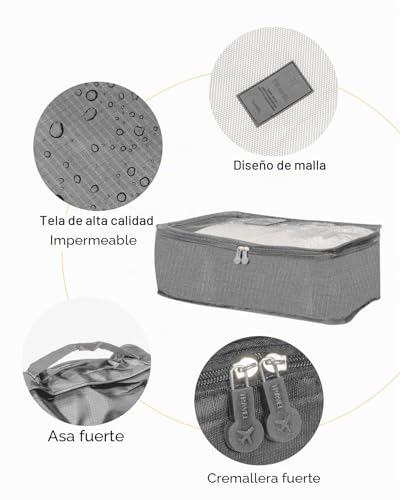 Miniatura 4 de Billybath Organizador De Maletas, 8 En 1, Bolsas De Equipaje De Viaje,Para Zapatos,Ropa Interior,Cosméticos Gris