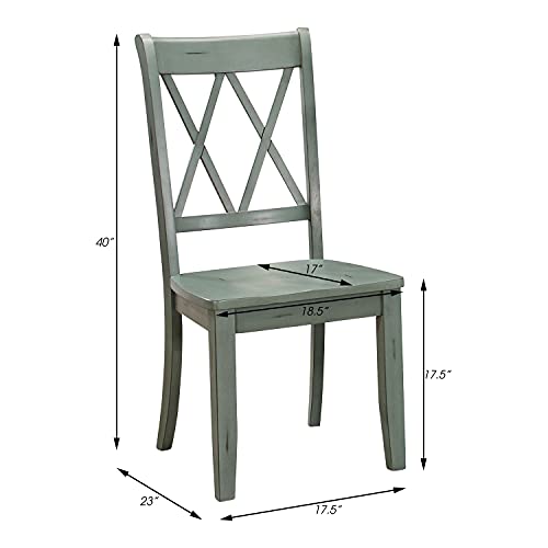 Lexicon Cedric Double-X Back Wood Side Chairs (Set Of 2), Teal #TOP2