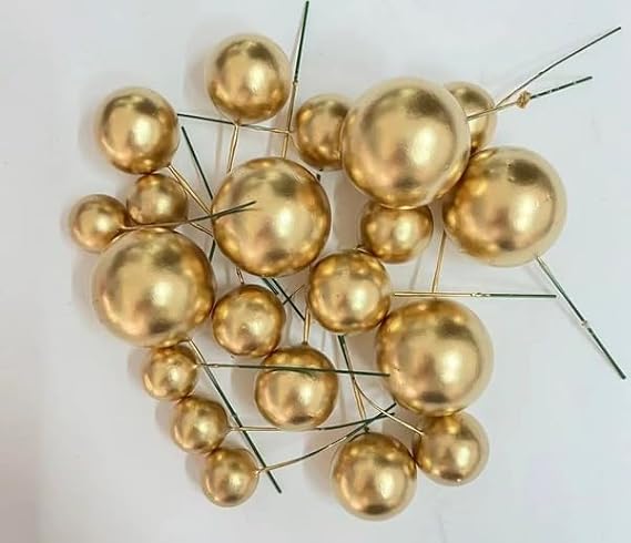 Cake Decor Golden Balls Cake Topper