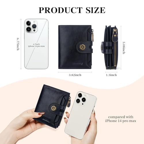 Image of Womens Wallet,RFID Blocking Leather Wallet Womens Bifold Card Holder Small Compact Wallet for Women with Removable ID Window(Royal Blue)