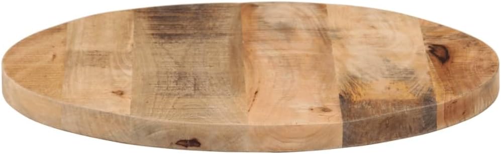 24" Round 1" Thick Mango Wood Tabletop, Rustic Butcher Block, Natural Brown, No Assembly