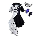 Teens Girls Halloween Deville Fancy Dress Classic Witch Costumes for Girls Toddler Cosplay Dress with Gloves Age 13-17 Years