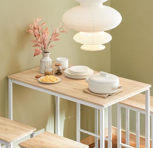 Miniatura 7 de Sobuy Ogt15-Wn Set Mesa Alta De Bar Y 4 Taburetes Muebles Bar Comedor Es Ogt15-Wn