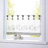 Yujiao Mao Voile Sheer Window Valance Embroidered Tab Top Cafe Curtain for Kitchen Bathroom Living R