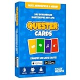 Quester Cards - Lustiges Kartenspiel mit App - Gesellschaftsspiel für Erwachsene & Jugendliche - Quiz Partyspiel Wissensspiel Familienspiel Geschenk Sommer - ab 12 Jahren - 2 bis 8 Spieler