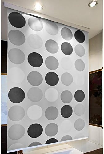 Shower Curtain Roller Blind 120cm wide x 240cm Drop, With Circles Design, Stylish Alternative to Shower Curtain, Waterproof