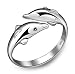 Wiftly Damen Mädchen-Ring 925 Sterling Silber Dopple Delphin Ewig Liebe Einfache Verstellbare Größe Offener Ring Band Ring Mode Zeigefinger Ring