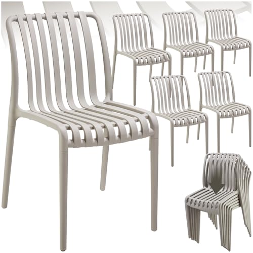 tectake® Lot de 6 Chaise de Jardin Fauteuil Salon extérieur empilable, résistant aux intempéries, pour Salon de Jardin Exterieur, Meuble pour Amenagement Balcon...