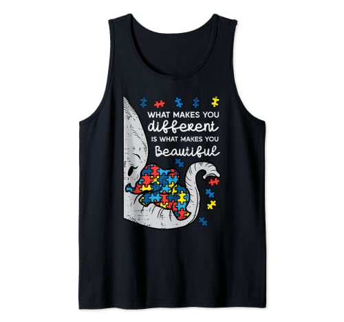 Elephant What Makes You Different Autisme Sensibilisation à l'autisme Femme Enfant Débardeur