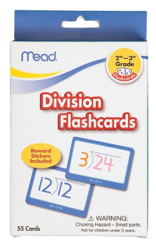 Mead Flashcards, Division, Grades 2-4, 3.62 x 5.25 Inches, 55 Cards (63148)