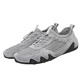 Zapatillas cómodas e informales para hombre y mujer, zapatos de paseo ligeros con cordones ajustables, perfectas para el uso diario, viajes y citas., gris, 39 EU