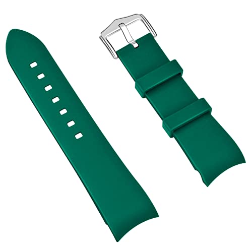 YISIWERA Green Silicone 20mm 22mm Watch Bands For Men Women Premium Universal Curved Ends Watch Strap Replacement Bracelet with Polished Stainless Steel Buckle by YISIWERA - Used condition - Image 2