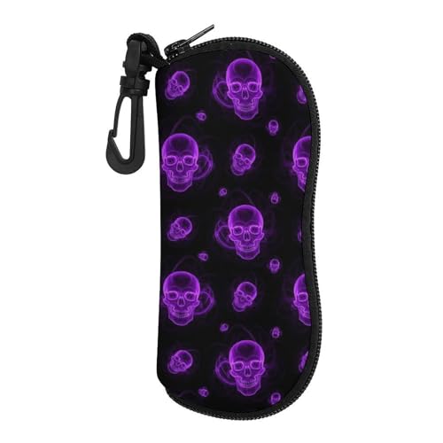 ACCXECTGGV Unisex Hard Shell Eyeglasses Cases Dark Skull Evil Horror Skeleton Protective Case for Glasses Sport Glasses Cases with Plastic Hook