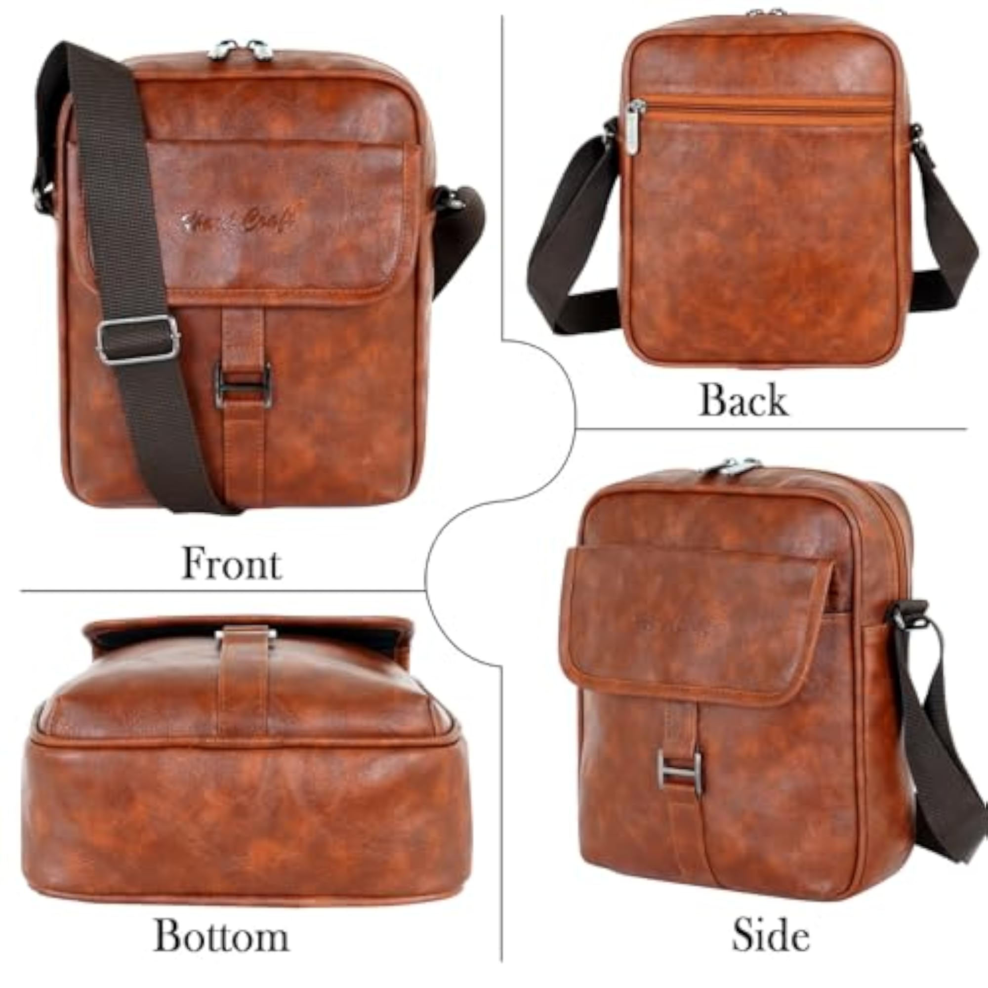 Luxury Leather Cross Body Sling Messenger Bag with Tablet Compartment