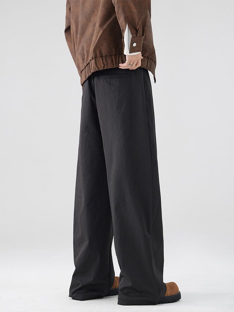 Men's Wide Leg Dress Pants Straight Office Trousers Pants for Men