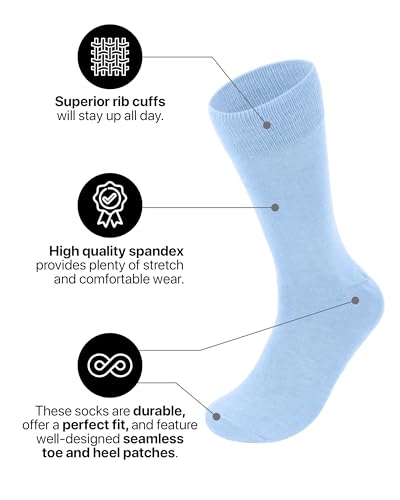 Feraricci 6 Pack Solid Color Casual Dress Socks for Men - Colorful & Comfortable Crew Socks2