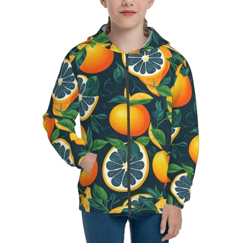 Fresh Orange Kid Hoodies Boys Zip Up Sweatshirts Girls Pullover with Pocket3