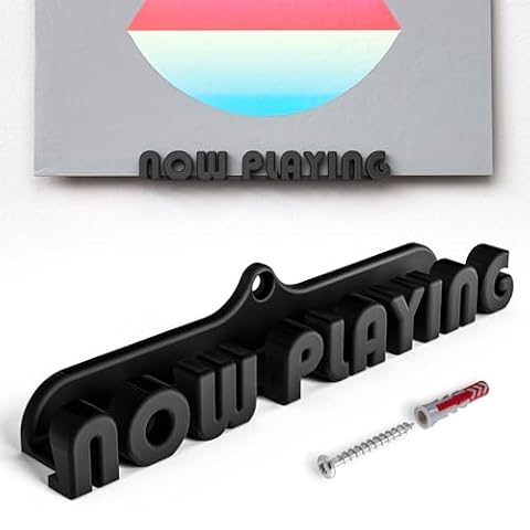 Mobilefox Uchwyt ścienny na płyty gramofonowe NOW PLAYING pasuje do LP Disc Vinyl Holder czarny