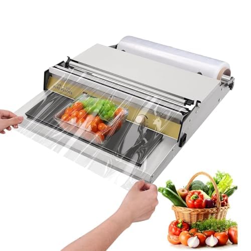 Macchina avvolgitrice manuale con taglierina e piastra riscaldante, involucro in acciaio inox con temperatura regolabile per supermercati, negozi di frutta e imballaggi alimentari