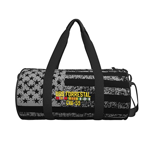 Uss Forrestal Cva-59 With Vietnam Service Ribbons Travel Luggage Rolling Duffel Bag Sports Foldable Duffel Bag, American Flag #TOP2