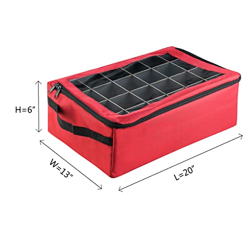 Tiny Tim Totes 83-DT5574 Ornament Storage Box-Red Holiday Organizer-48 Compartments 2 Trays & Dividers-For Christma thumb #1