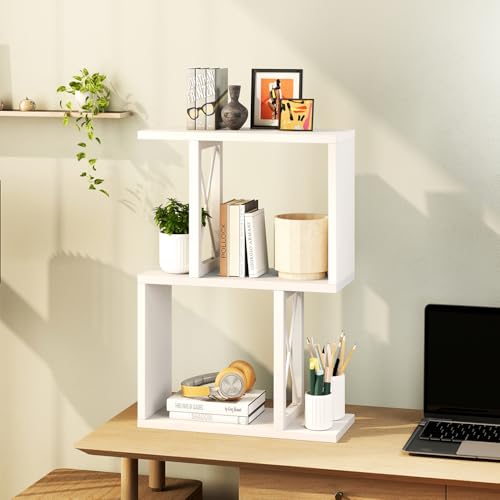 Étagère bureau 3 niveaux MDF métal stable, Blanc IBUYKE