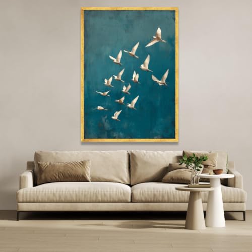 Toile vol de mouettes blanches d'art mural de 70x100 cm - 4