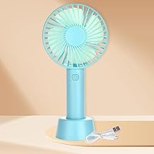 One94Store Small USB Fan Blue, Portable Rechargeable Mini Handheld Fan High Speed Personal Cooling Desk Table Fan with Stand for Home Office Travel Outdoor