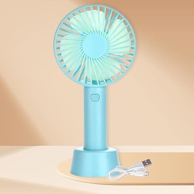 Image of One94Store Small USB Fan Blue, Portable Rechargeable Mini Handheld Fan High Speed Personal Cooling Desk Table Fan with Stand for Home Office Travel Outdoor