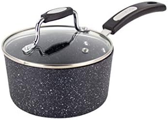 Scoville Neverstick 16cm Saucepan - Non-Stick, Anti-Scratch, Easy to Clean, Soft Touch Handle, Small Cooking Pot with Vented Glass Lid, Black