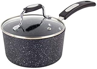 Scoville Neverstick 16cm Saucepan - Non-Stick, Anti-Scratch, Easy to Clean, Soft Touch Handle, Small Cooking Pot with Vented Glass Lid, Black