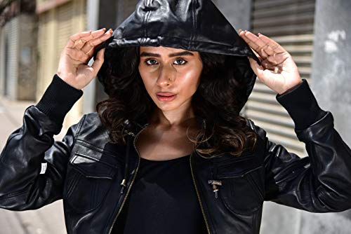 Artistry Womens Genuine Lambskin Leather Motorcycle Jacket With Removable Leather Hood Black - Hooded Leather Bomber Jacket  (Black, X-Large) #TOP4