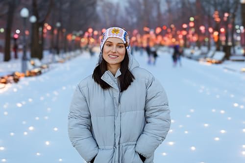 Funky Junque Winter Headbands for Women – Warm Head Wraps, Earmuff Style Ear Warmers, Cozy Headwrap for Running, Womens Outdoors Gear & Accessories - Crochet - White