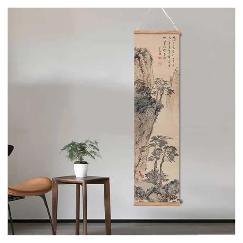 RONGCH Stampe su Tela per pareti Pittura A Inchiostro Cinese Feng Shui Paesaggio Rotolo Tela Tradizionale Classico Arte Murale Appesa Senza Rotolo(C)