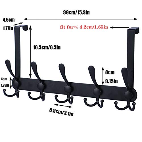 Encozy Over The Door Hooks,Coat Rack for Hanging Clothes Hat Towel (Heavy Duty Black 2pcs) by Encozy - Image 2