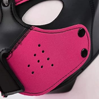 YiQin RWSX Hondenmasker, zacht latex, met oren, puppymasker, afneembare mond, geschikt voor Halloween, vakantiefeest (X-Large, roze